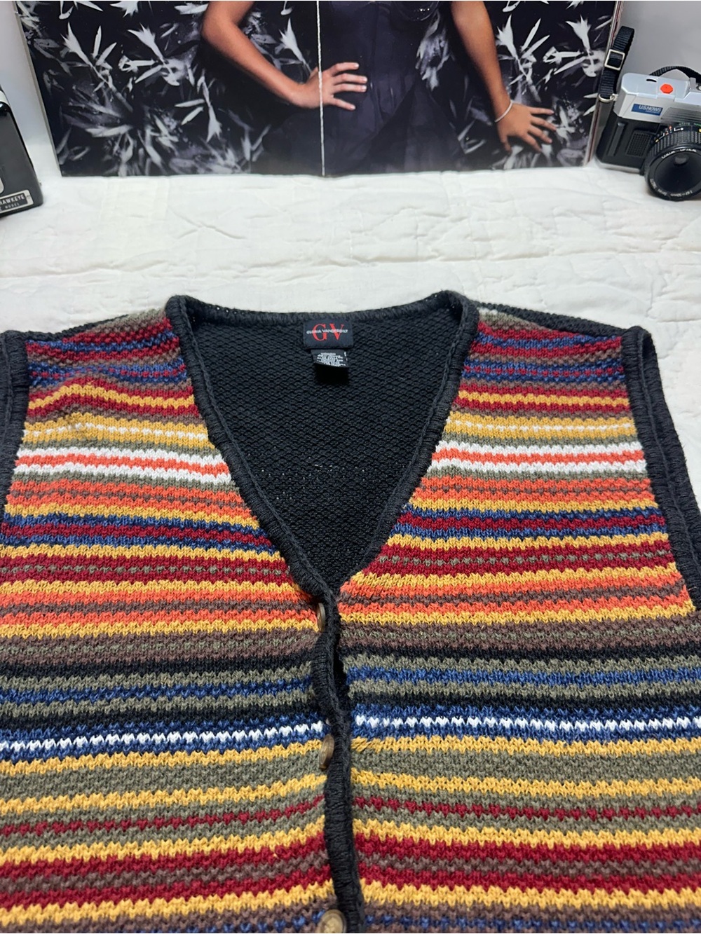 90s Textured Stripe Sweater Vest | Heritage Knit · Gloria Vanderbilt - Picture 3 of 8